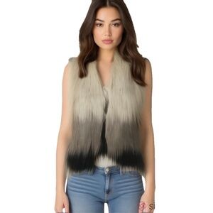 Spanner Faux Fur Vest Open Front Large